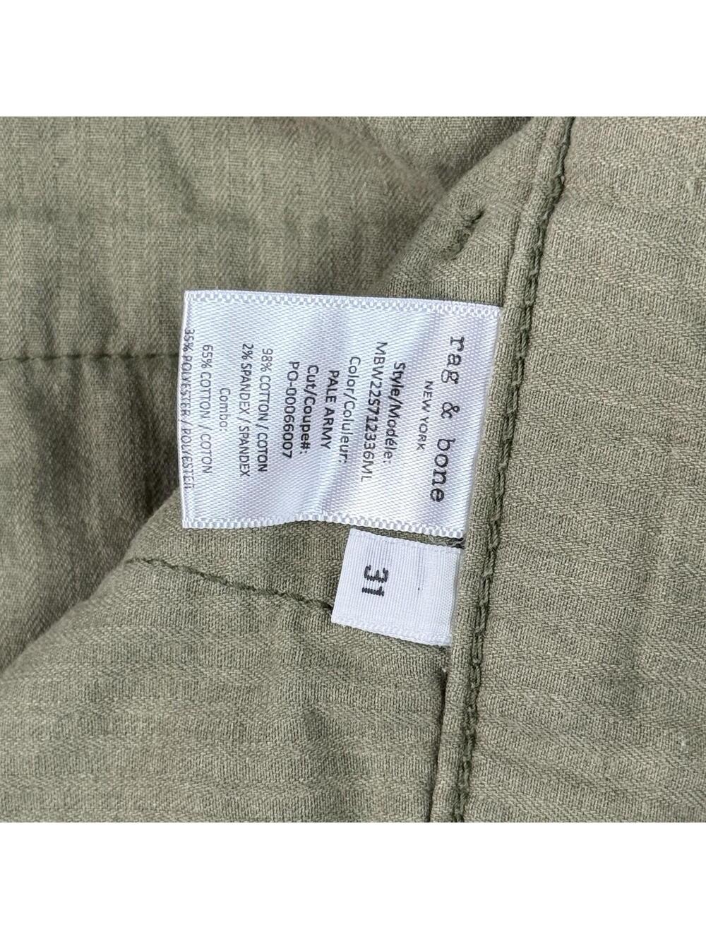 Rag and Bone Pants Men 31x30 Pale Army Green Fit 2 Stretch Twill Chino Preppy - Picture 9 of 12